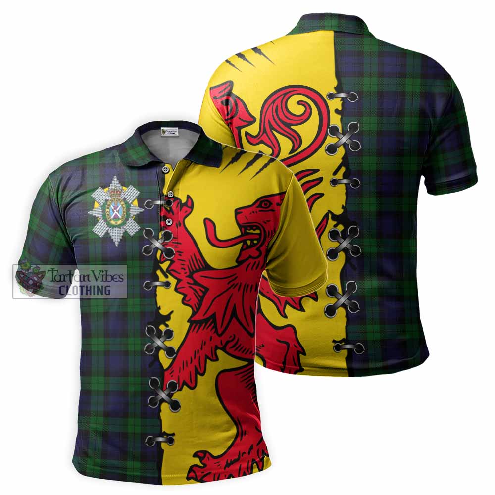 Black Watch Tartan Family Crest Polo Shirt Lion Rampant Honor - Tartan Vibes Clothing