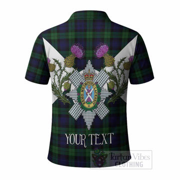 Black Watch Tartan Family Crest Polo Shirt Scottish Burns Night Thistle Floral