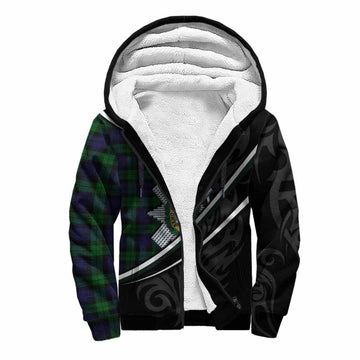 Black Watch Tartan Family Crest Sherpa Hoodie Celtic Scottish Thistle Floral