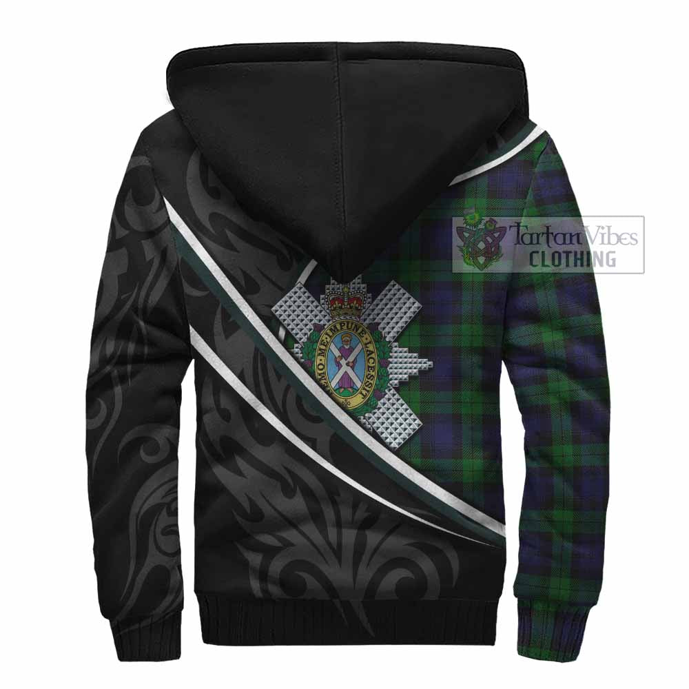 Black Watch Tartan Family Crest Sherpa Hoodie Celtic Scottish Thistle Floral - Tartan Vibes Clothing