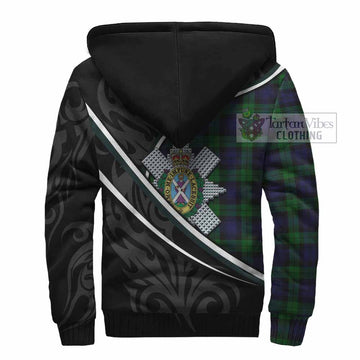Black Watch Tartan Family Crest Sherpa Hoodie Celtic Scottish Thistle Floral