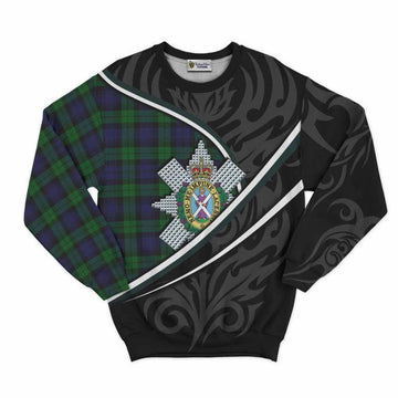 Black Watch Tartan Family Crest Sweatshirt Celtic Scottish Thistle Floral - Tartan Vibes Clothing
