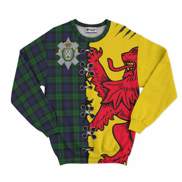 Black Watch Tartan Family Crest Sweatshirt Lion Rampant Honor - Tartan Vibes Clothing