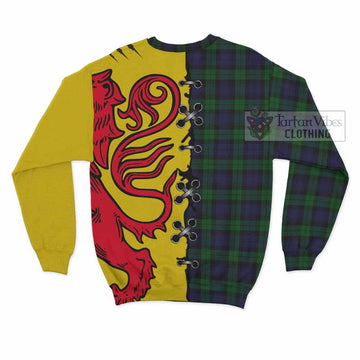 Black Watch Tartan Family Crest Sweatshirt Lion Rampant Honor - Tartan Vibes Clothing