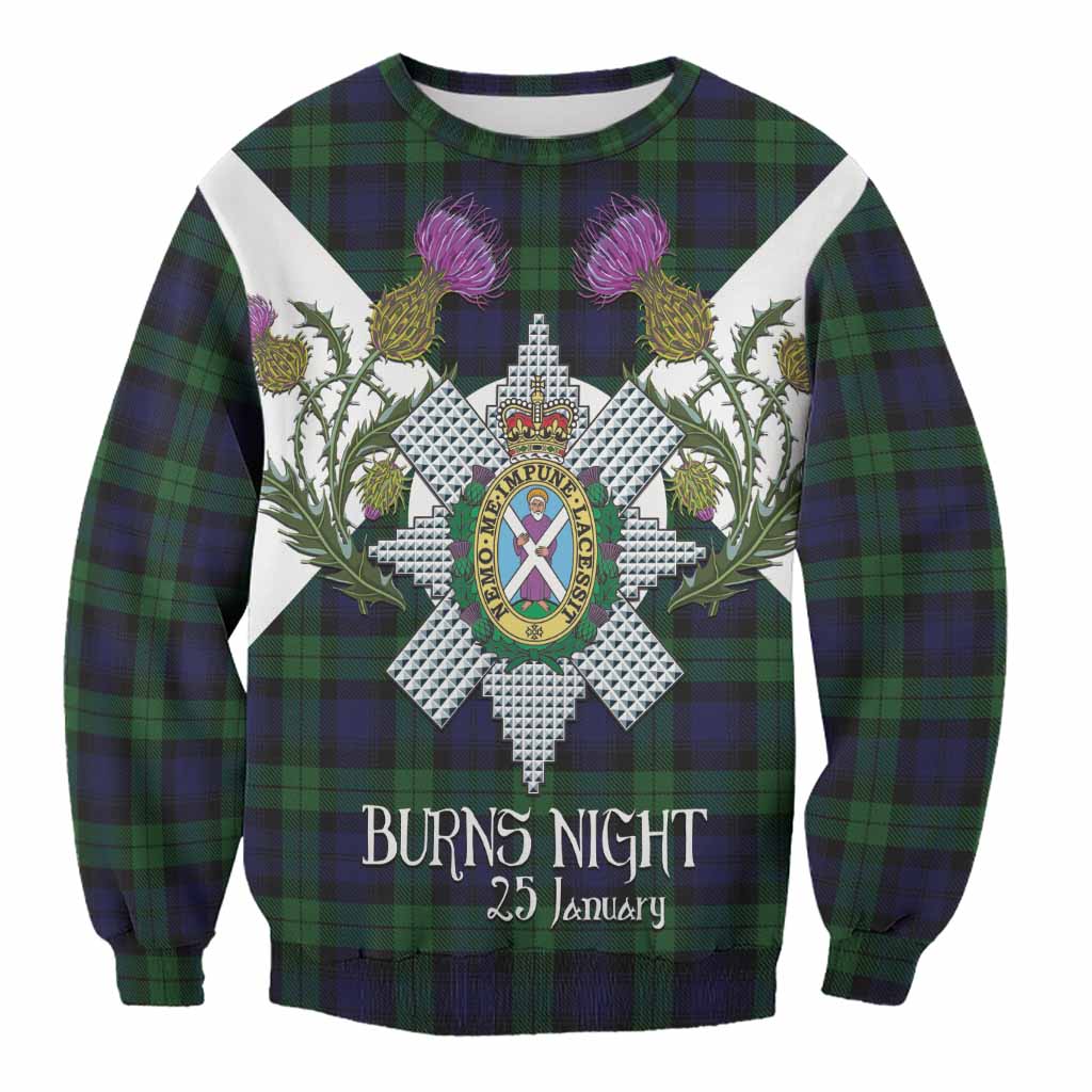Black Watch Tartan Family Crest Sweatshirt Scottish Burns Night Thistle Floral
