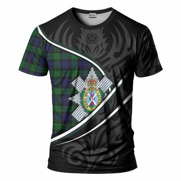 Black Watch Tartan Family Crest T-shirt Celtic Scottish Thistle Floral - Tartan Vibes Clothing