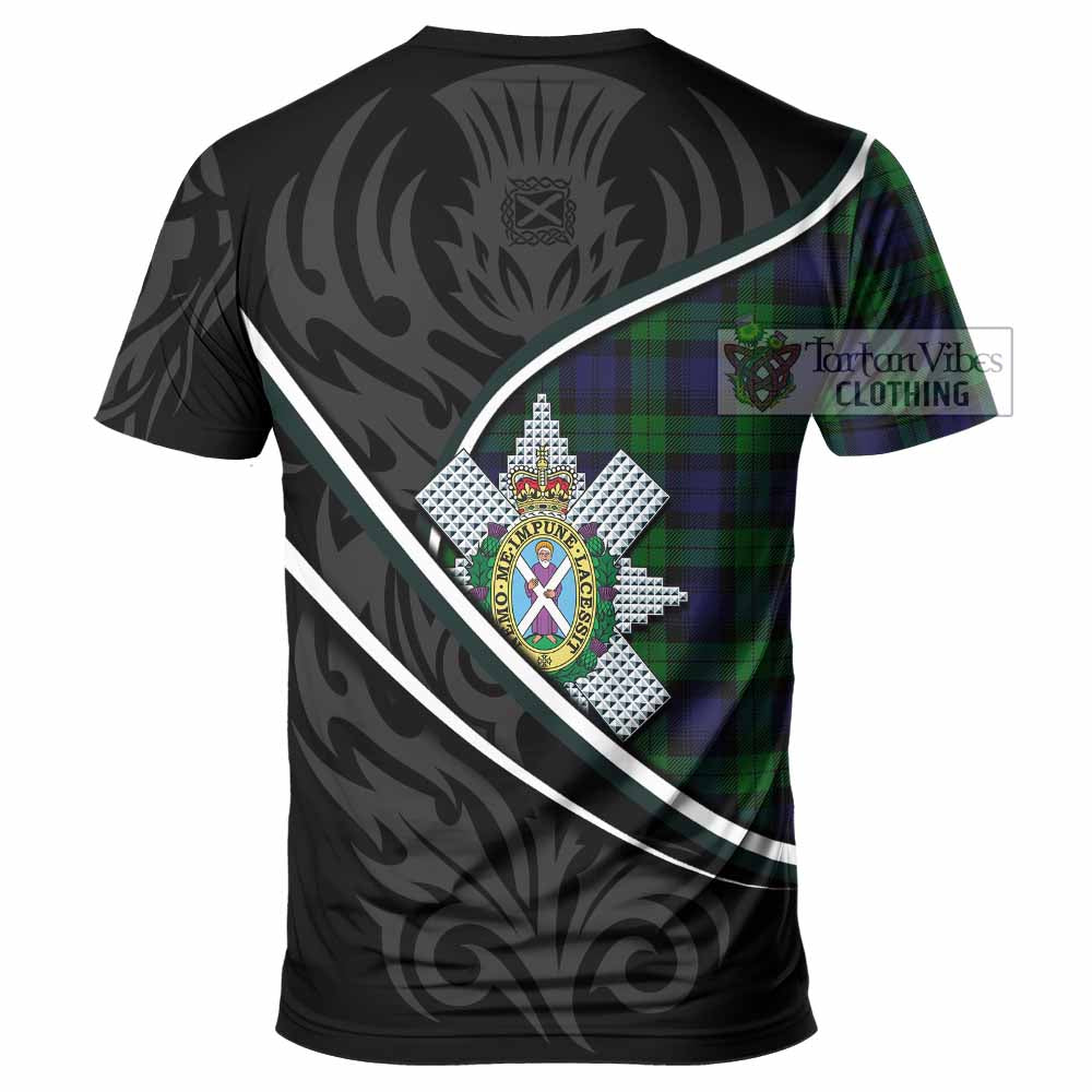 Black Watch Tartan Family Crest T-shirt Celtic Scottish Thistle Floral - Tartan Vibes Clothing