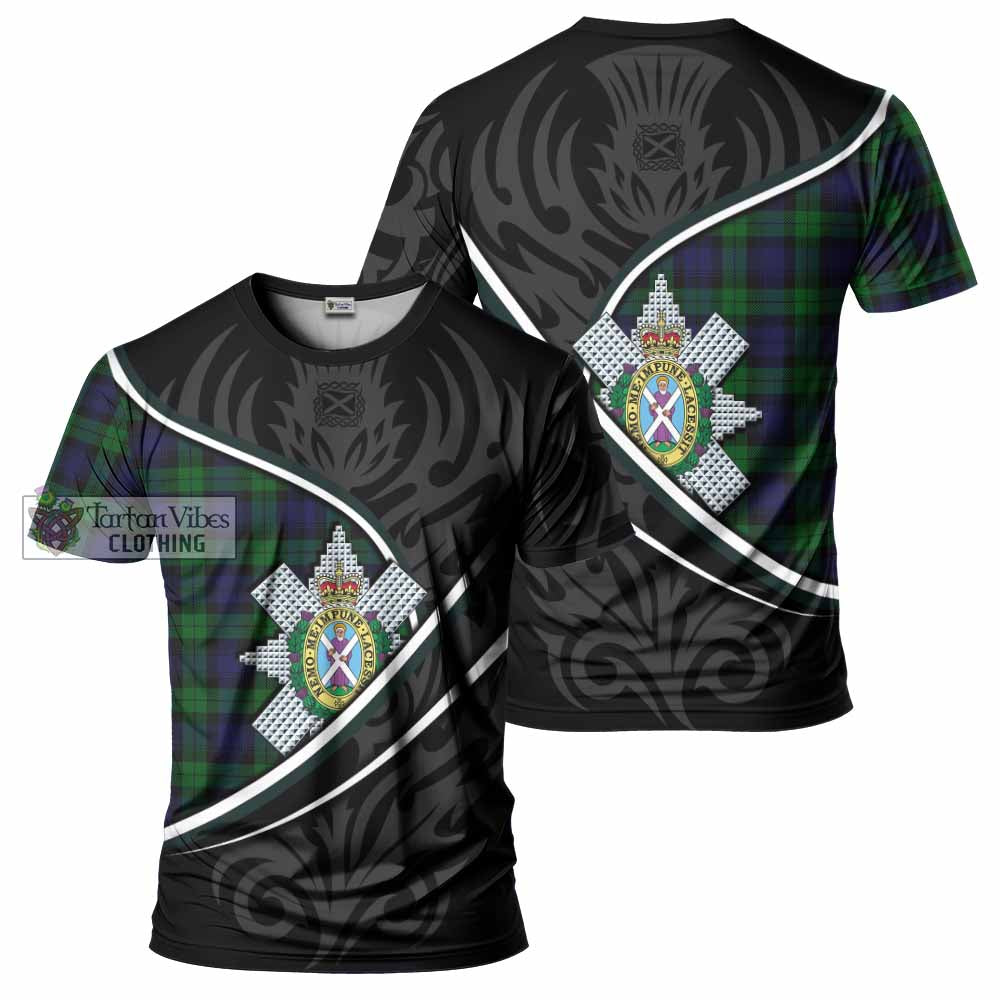 Black Watch Tartan Family Crest T-shirt Celtic Scottish Thistle Floral - Tartan Vibes Clothing