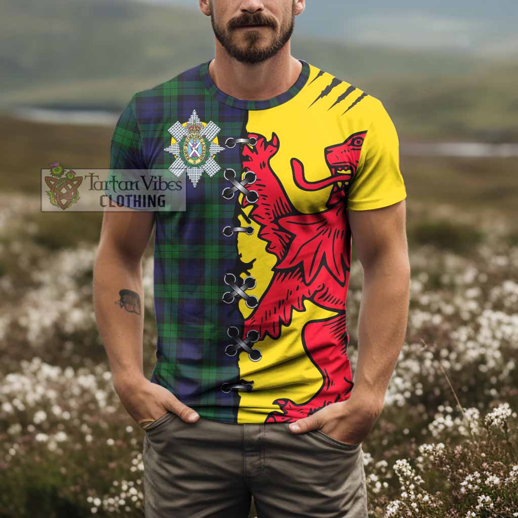 Black Watch Tartan Family Crest T-shirt Lion Rampant Honor - Tartan Vibes Clothing