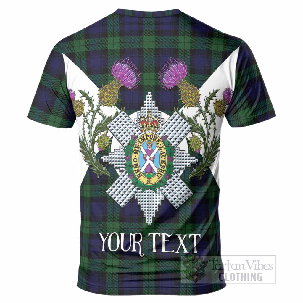 Black Watch Tartan Family Crest T-Shirt Scottish Burns Night Thistle Floral