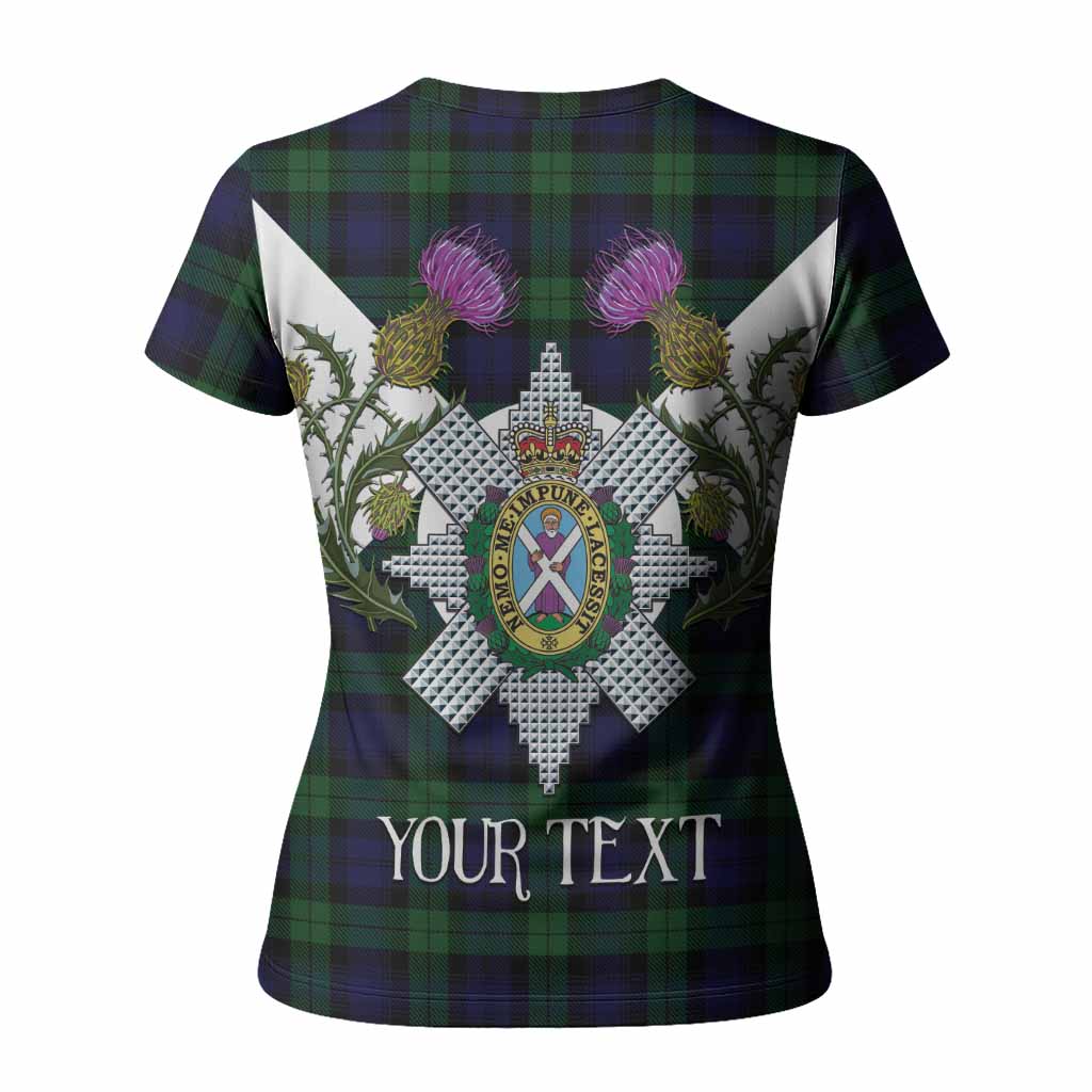 Black Watch Tartan Family Crest Women T shirt Scottish Burns Night Thistle Floral