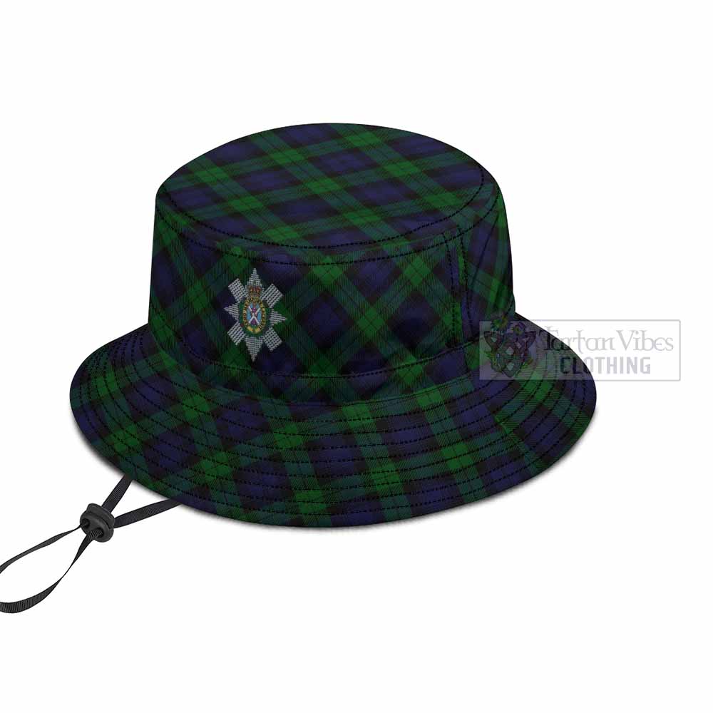 Black Watch Tartan Fishing Hat with Family Crest