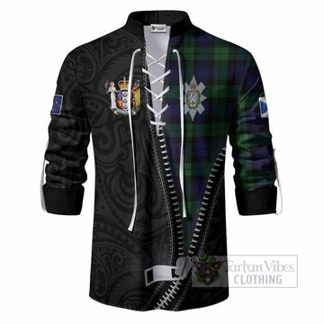 Black Watch Tartan Ghillie Shirt New Zealand Pattern Unique Zipper Stylized