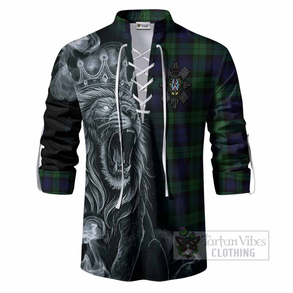 Black Watch Tartan Ghillie Shirt Roaring Lion Heritage