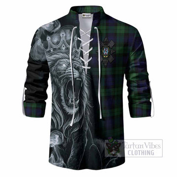 Black Watch Tartan Ghillie Shirt Roaring Lion Heritage