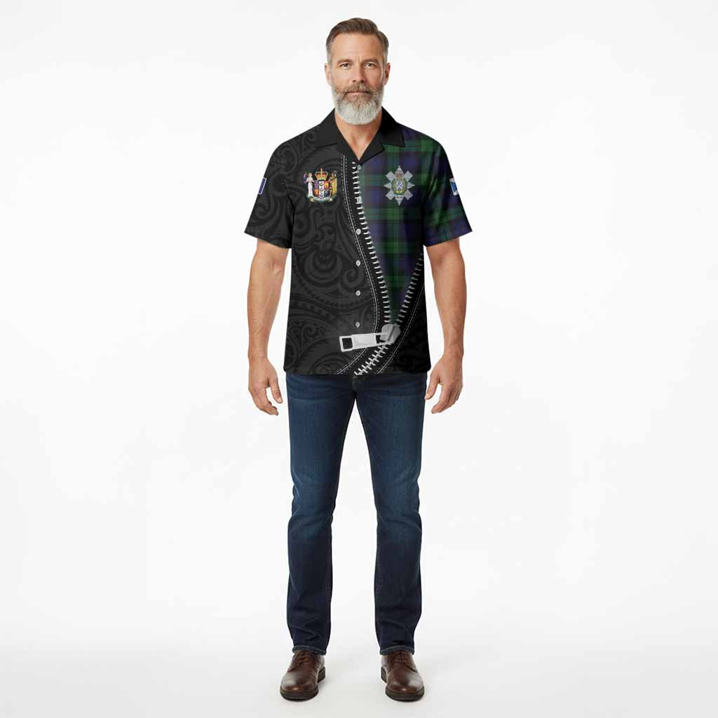 Black Watch Tartan Hawaiian Shirt New Zealand Pattern Unique Zipper Stylized