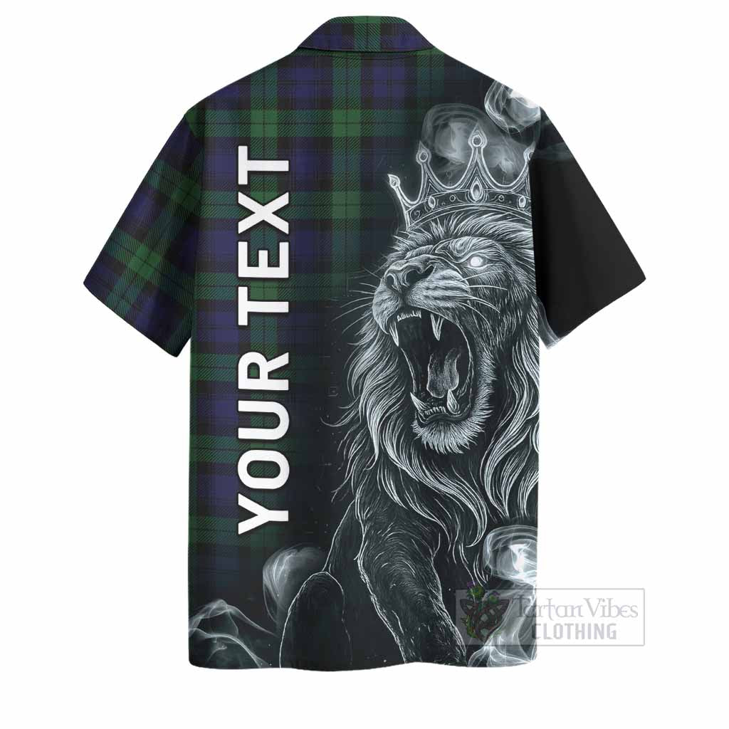 Black Watch Tartan Hawaiian Shirt Roaring Lion Heritage