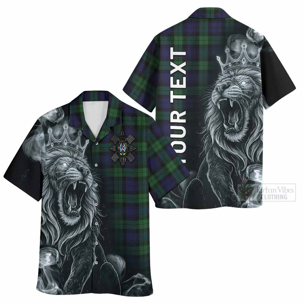 Black Watch Tartan Hawaiian Shirt Roaring Lion Heritage
