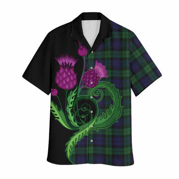 Black Watch Tartan Hawaiian Shirt Traditional Scottish Thistle