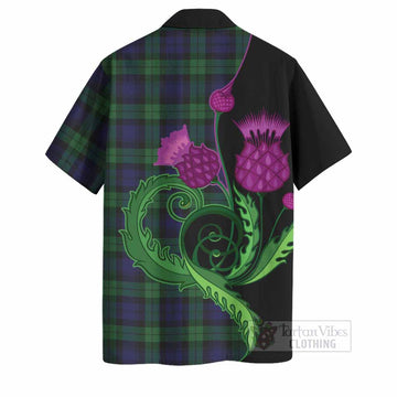 Black Watch Tartan Hawaiian Shirt Traditional Scottish Thistle