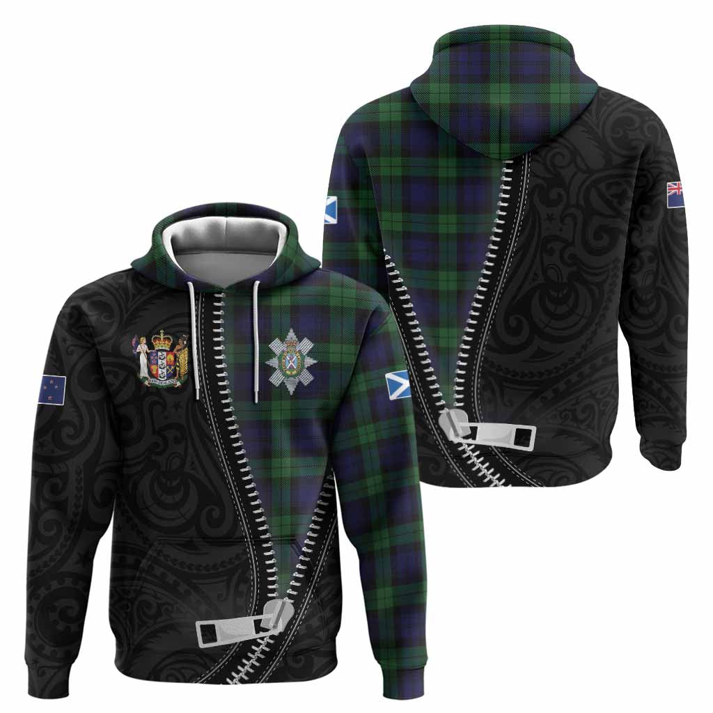 Black Watch Tartan Hoodie New Zealand Pattern Unique Zipper Stylized