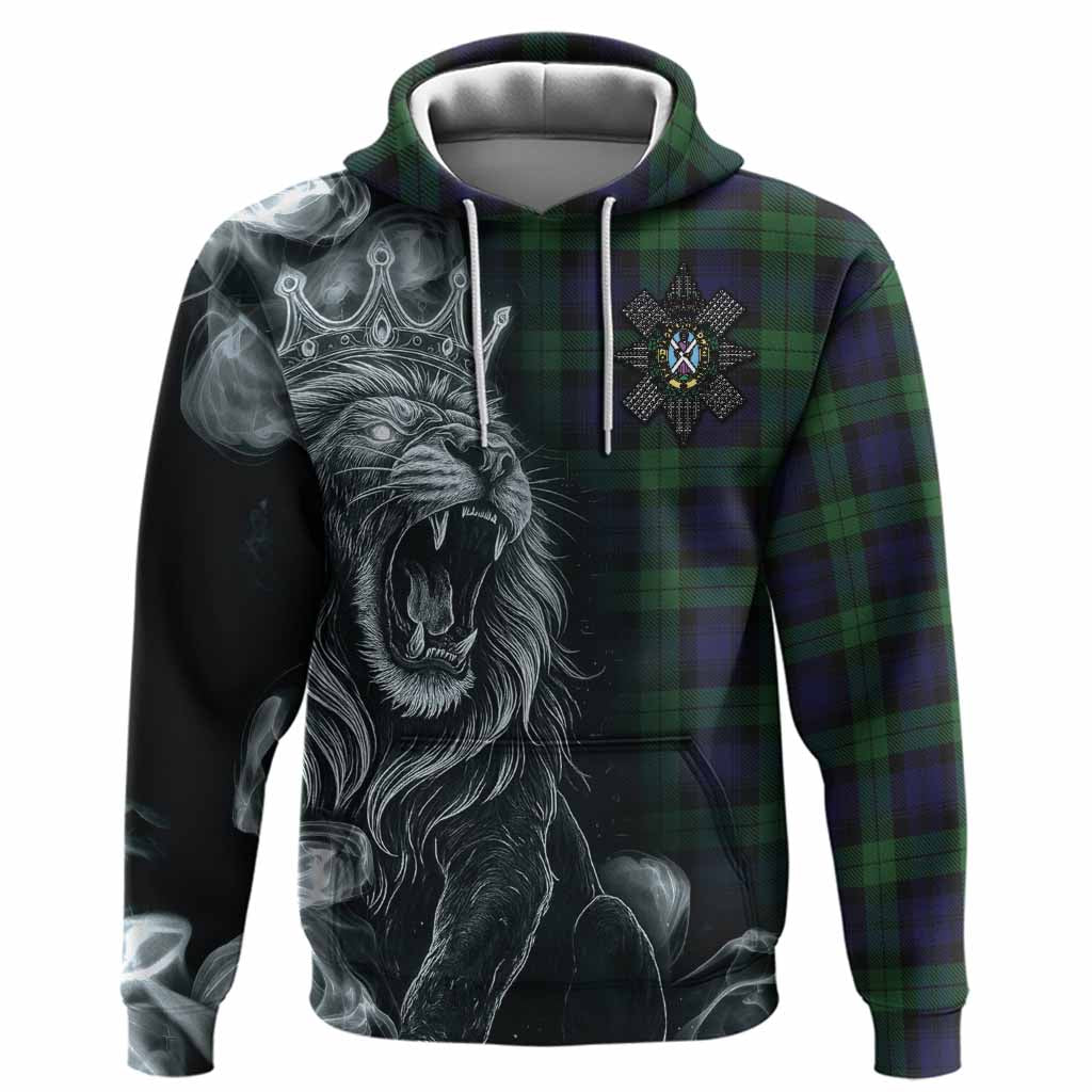 Black Watch Tartan Hoodie Roaring Lion Heritage