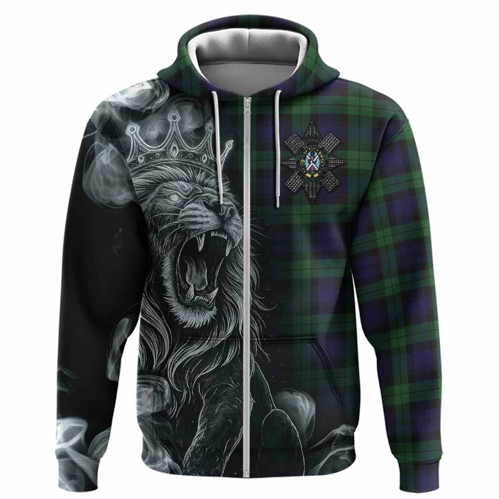 Black Watch Tartan Hoodie Roaring Lion Heritage