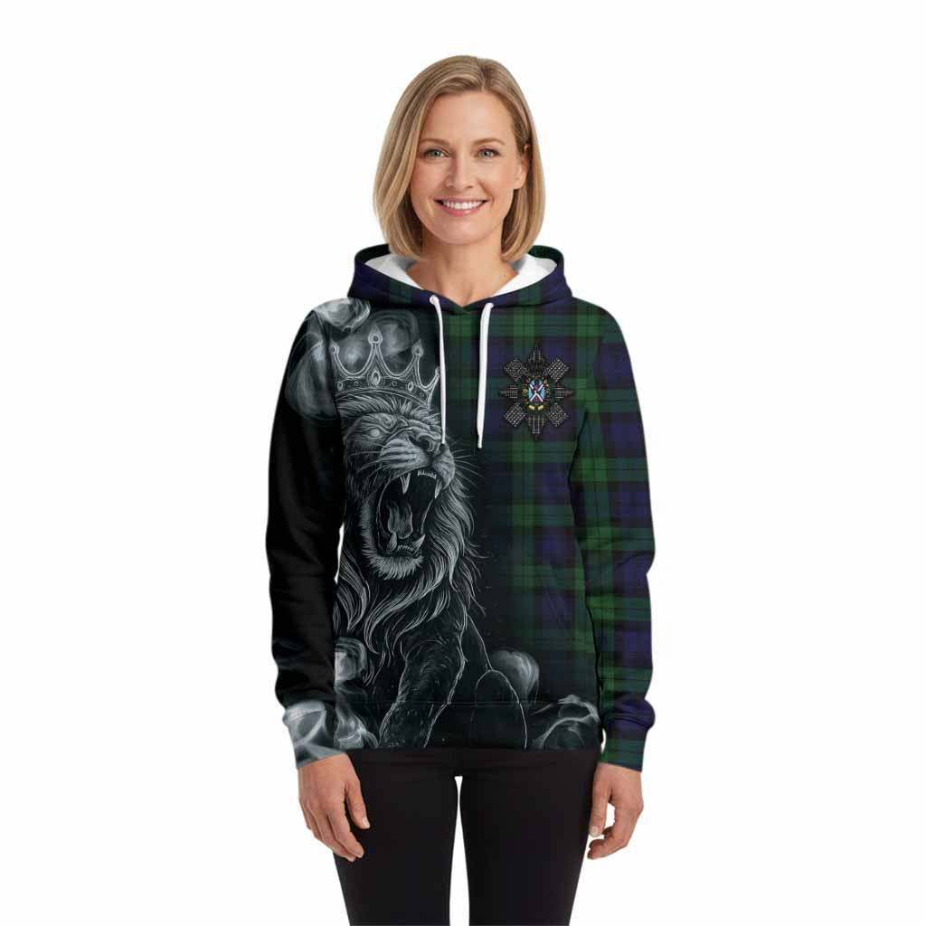 Black Watch Tartan Hoodie Roaring Lion Heritage