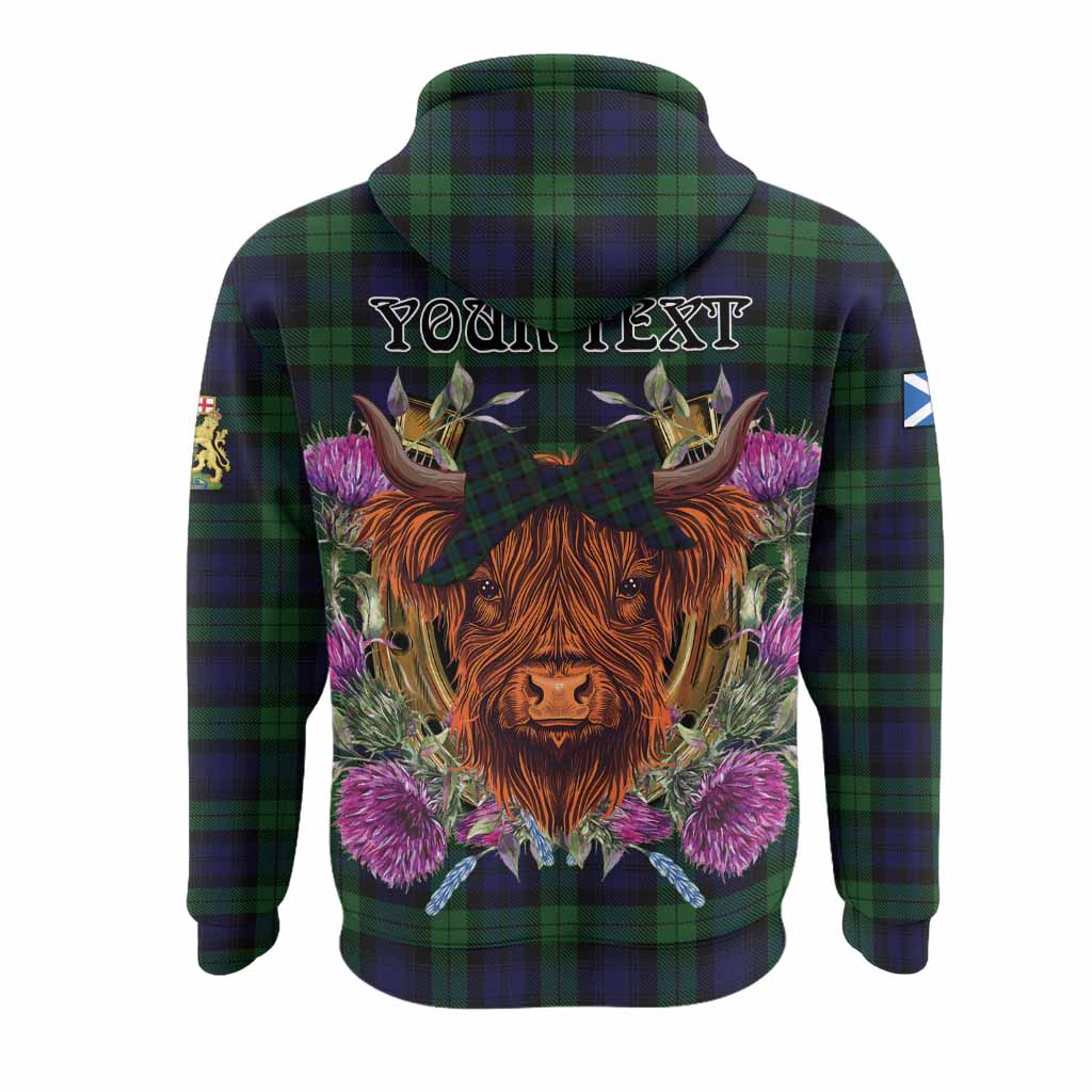 Black Watch Tartan Hoodie Scottish Thistle Heilan Coo