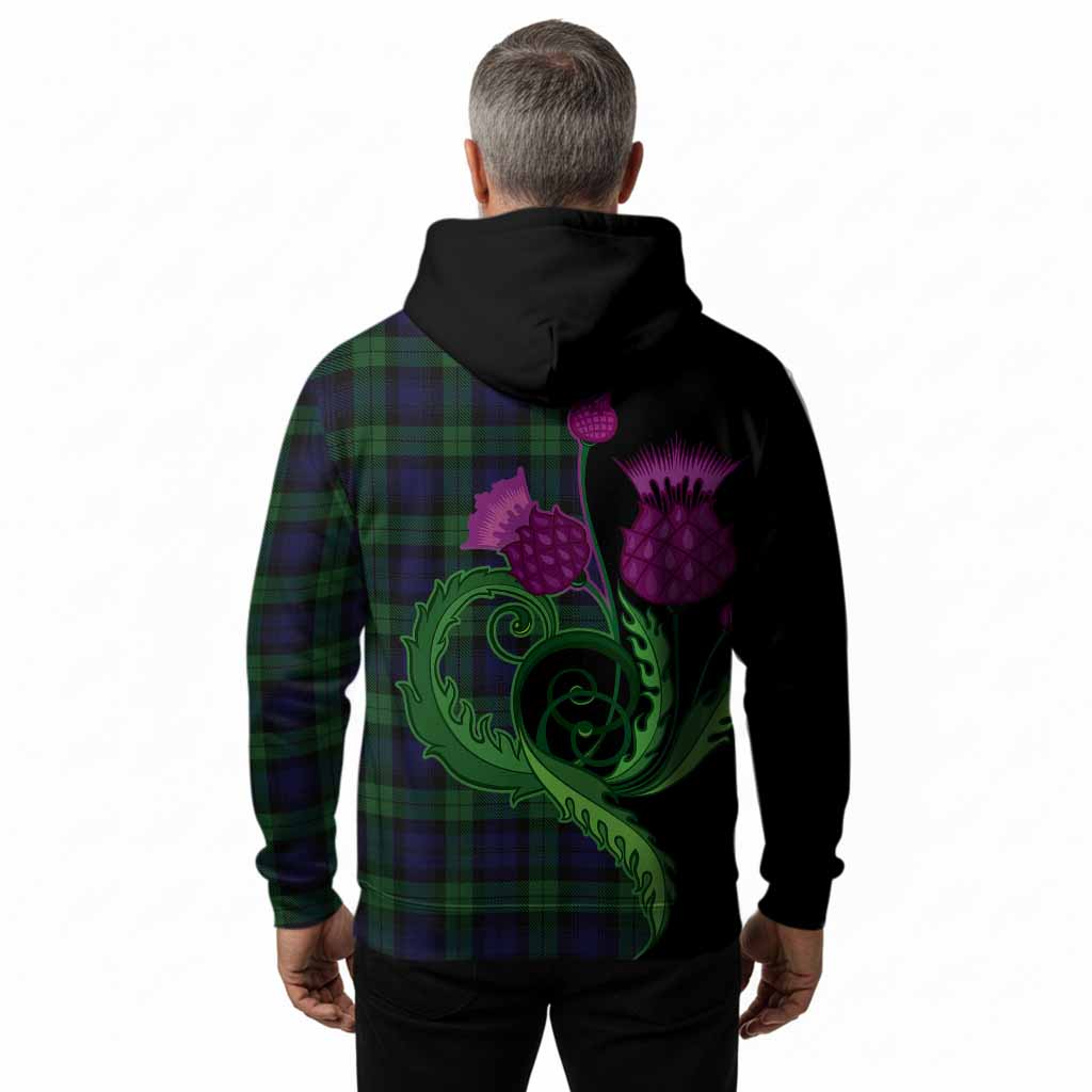 Black Watch Tartan Hoodie Traditional Scottish Thistle