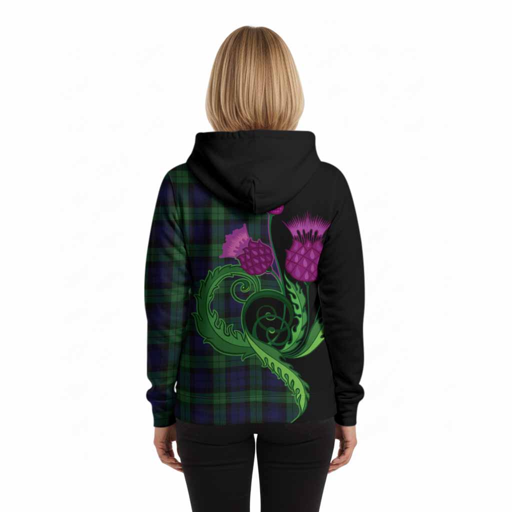 Black Watch Tartan Hoodie Traditional Scottish Thistle