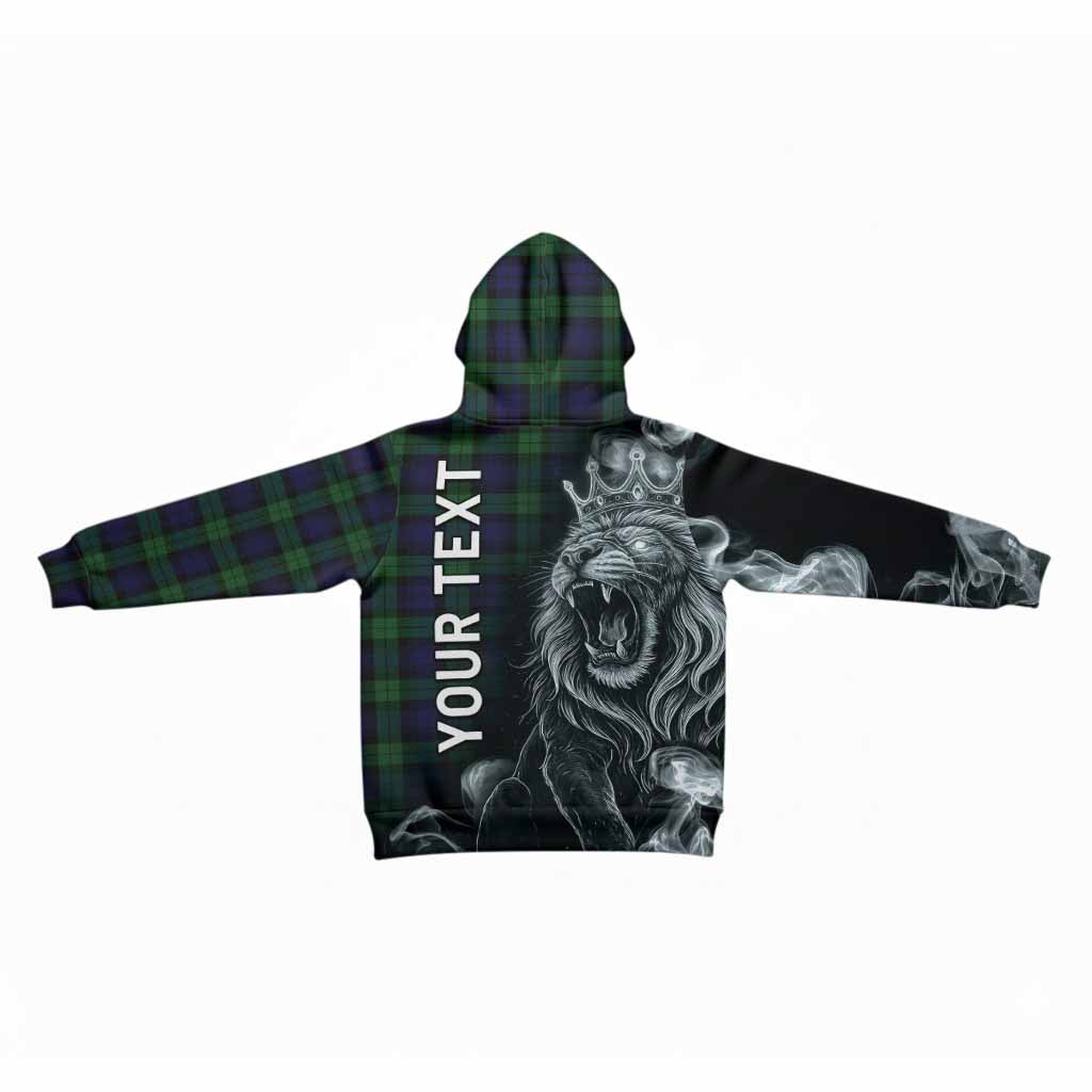 Black Watch Tartan Kid Hoodie Roaring Lion Heritage