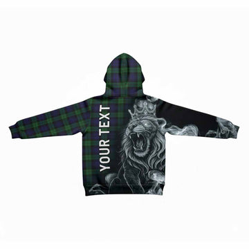 Black Watch Tartan Kid Hoodie Roaring Lion Heritage