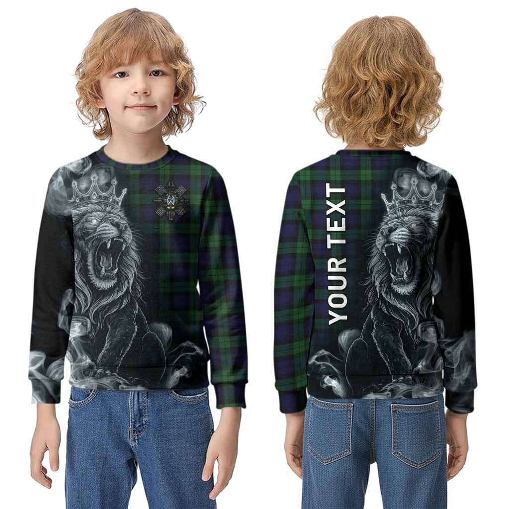 Black Watch Tartan Kid Knitted Sweatshirt Roaring Lion Heritage
