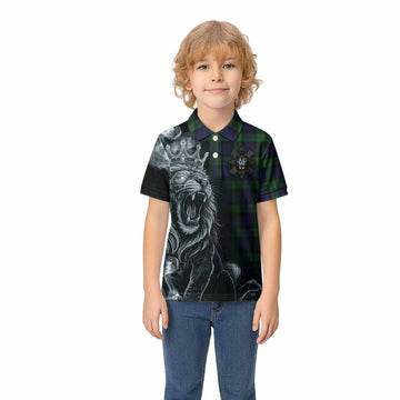 Black Watch Tartan Kid Polo Shirt Roaring Lion Heritage
