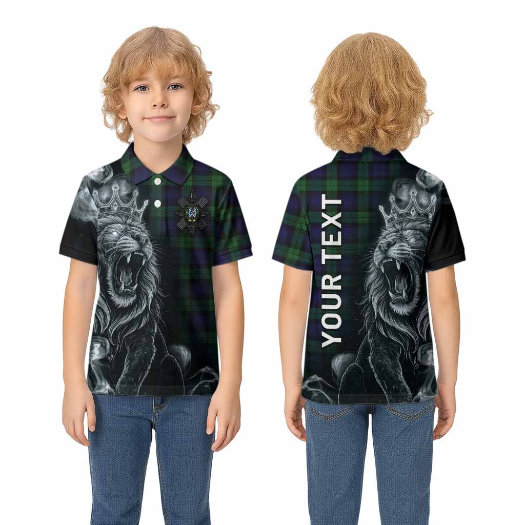 Black Watch Tartan Kid Polo Shirt Roaring Lion Heritage