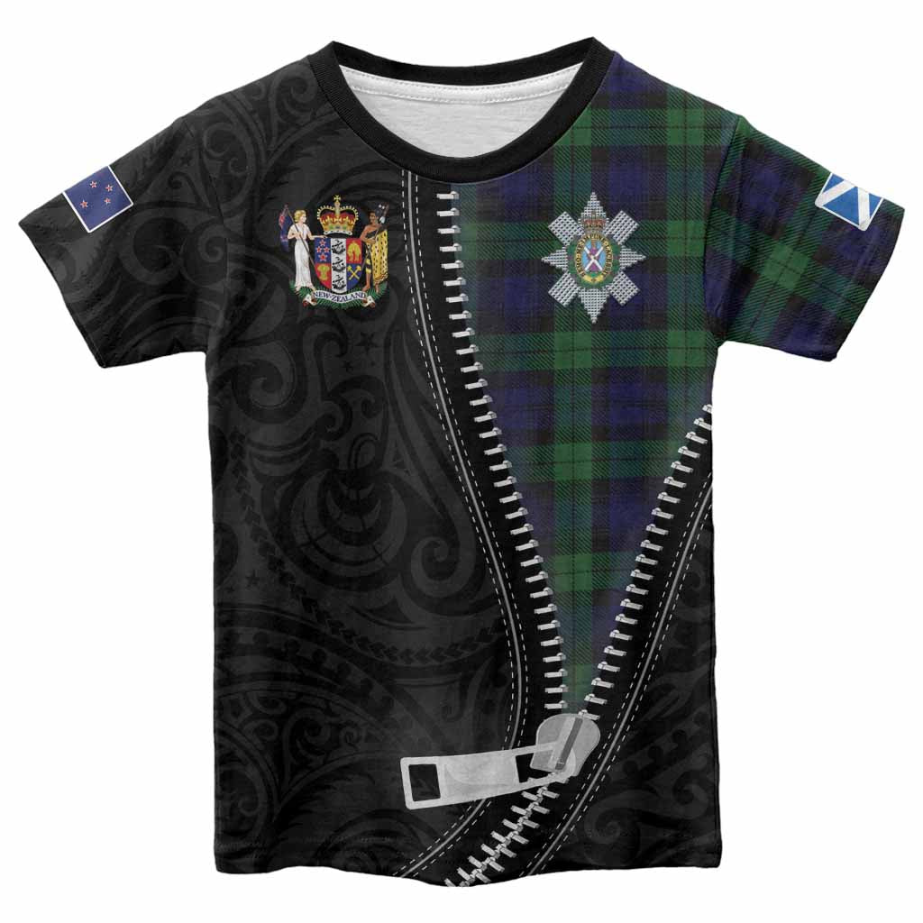Black Watch Tartan Kid T-shirt New Zealand Pattern Unique Zipper Stylized