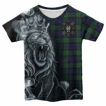 Black Watch Tartan Kid T-shirt Roaring Lion Heritage