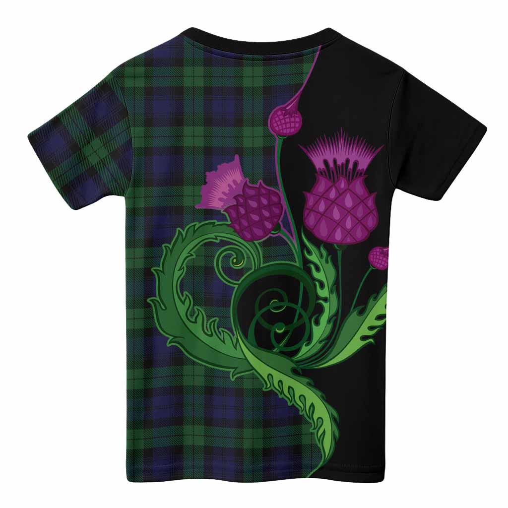 Black Watch Tartan Kid T-shirt Traditional Scottish Thistle