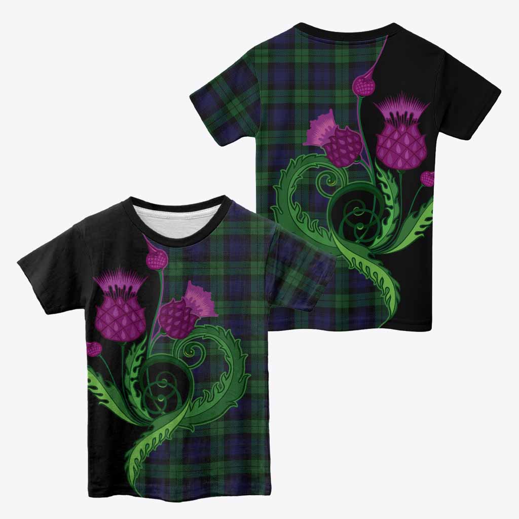 Black Watch Tartan Kid T-shirt Traditional Scottish Thistle