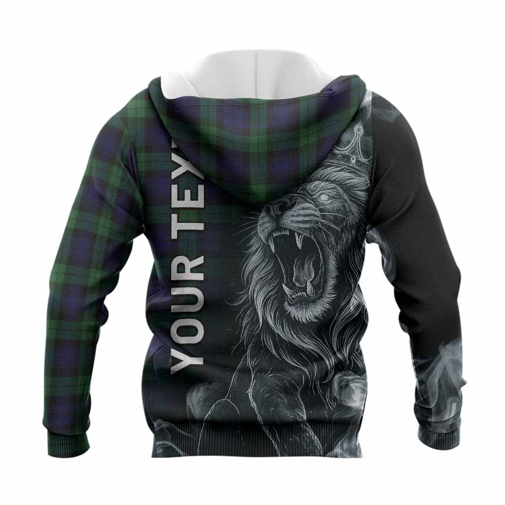 Black Watch Tartan Knitted Hoodie Roaring Lion Heritage