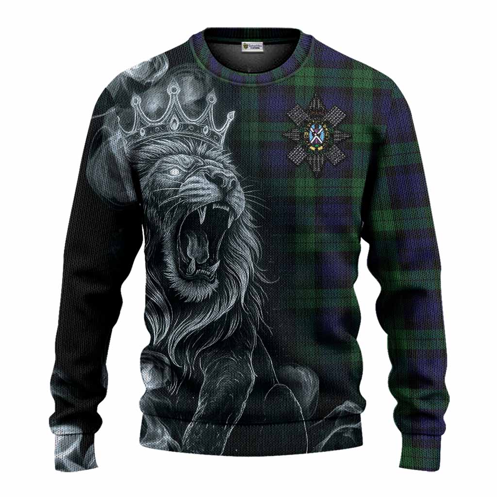 Black Watch Tartan Knitted Sweater Roaring Lion Heritage