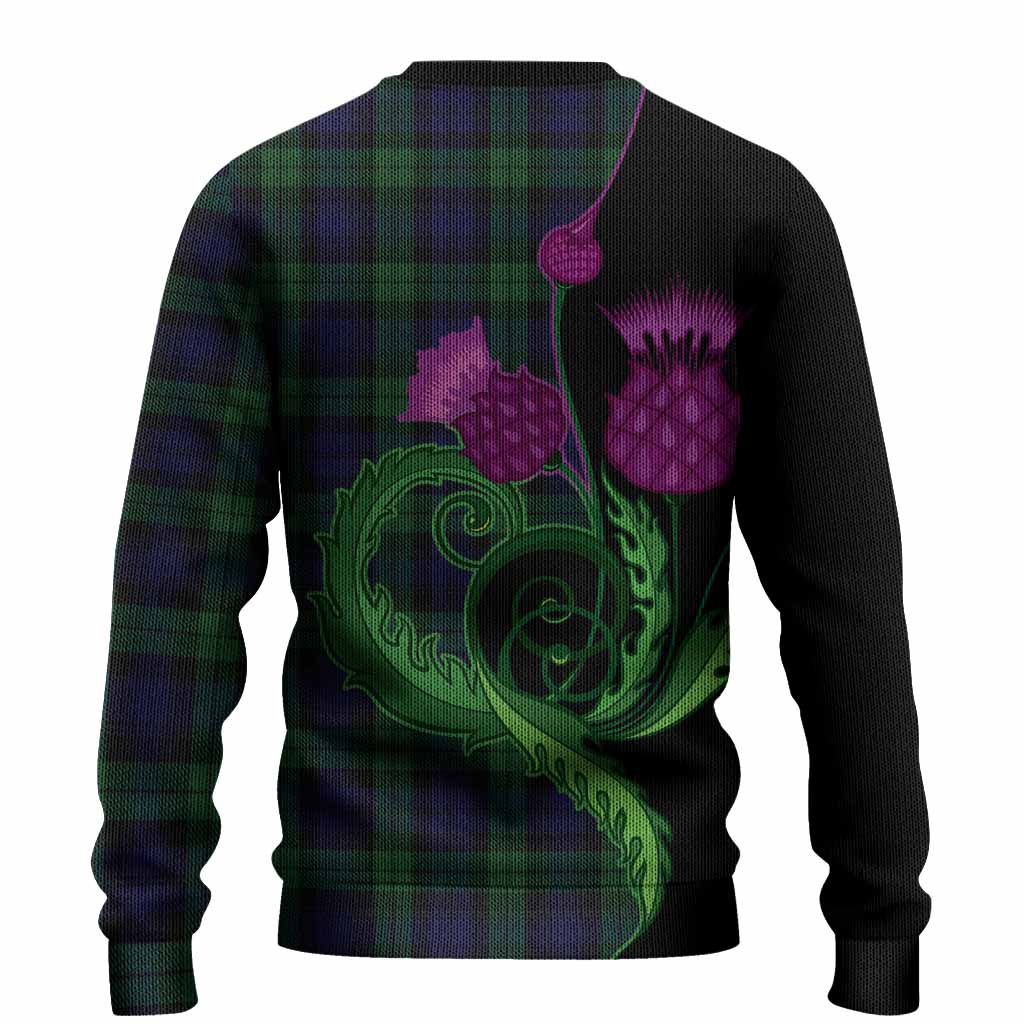 Black Watch Tartan Knitted Sweater Traditional Scottish Thistle