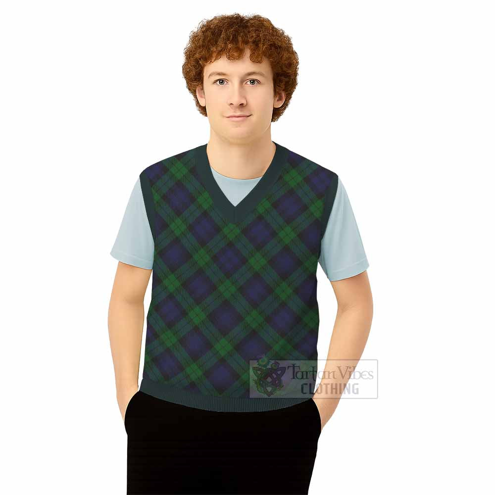 Black Watch Tartan  Knitted V-Neck Vest Cross Style