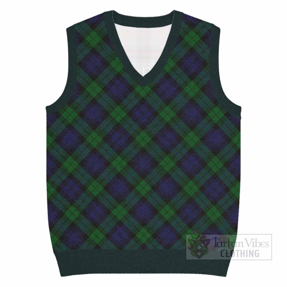 Black Watch Tartan  Knitted V-Neck Vest Cross Style