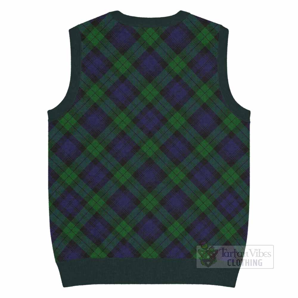 Black Watch Tartan  Knitted V-Neck Vest Cross Style