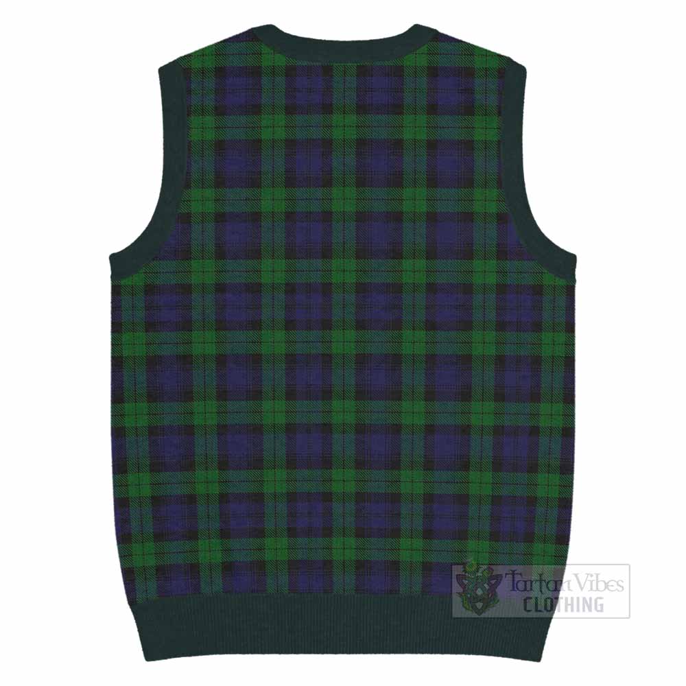 Black Watch Tartan Knitted V-Neck Vest with Family Crest - Tartan Vibes Clothing