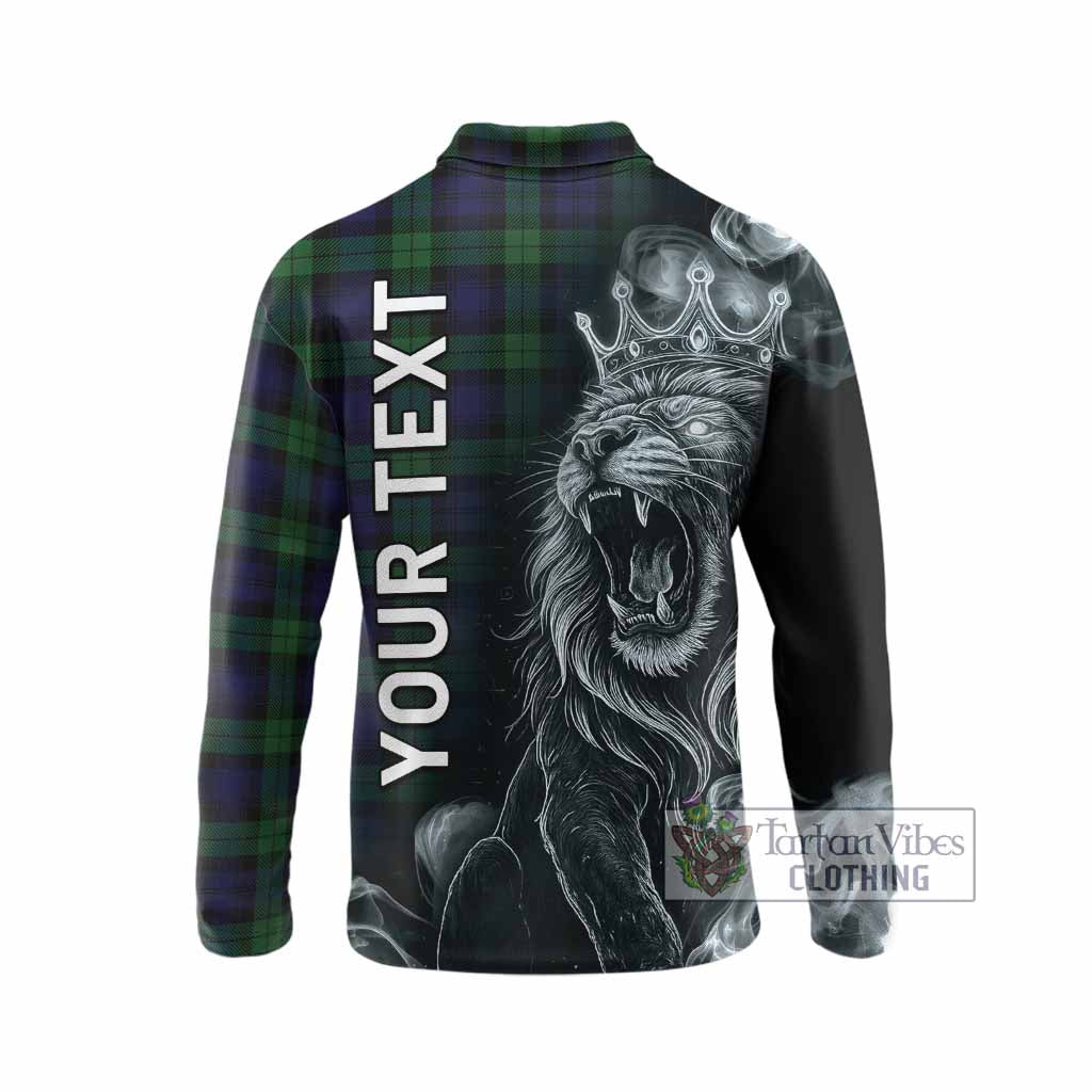 Black Watch Tartan Long Sleeve Polo Shirt Roaring Lion Heritage