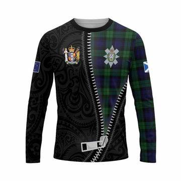 Black Watch Tartan Long Sleeve T-Shirt New Zealand Pattern Unique Zipper Stylized