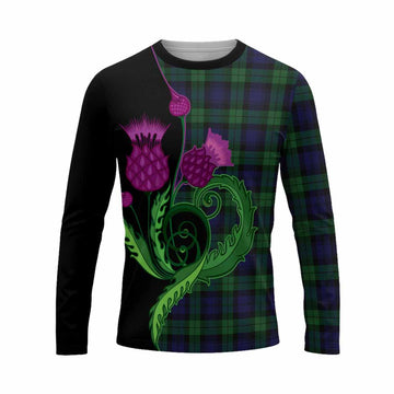 Black Watch Tartan Long Sleeve T-Shirt Traditional Scottish Thistle